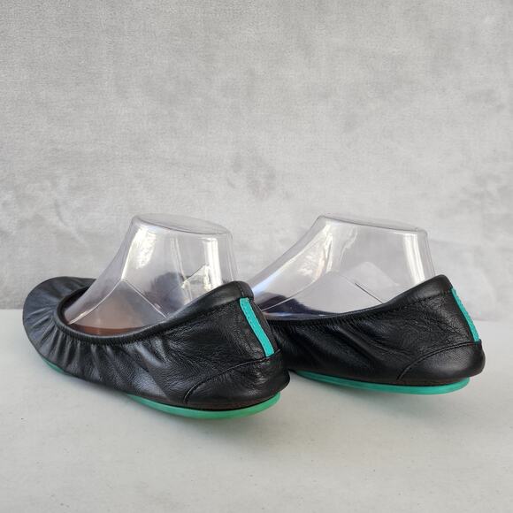 Tieks Gavrieli Ballet Flats Womens Size 11 Matte Black Italian Leather Teal Shoe - Picture 3 of 11